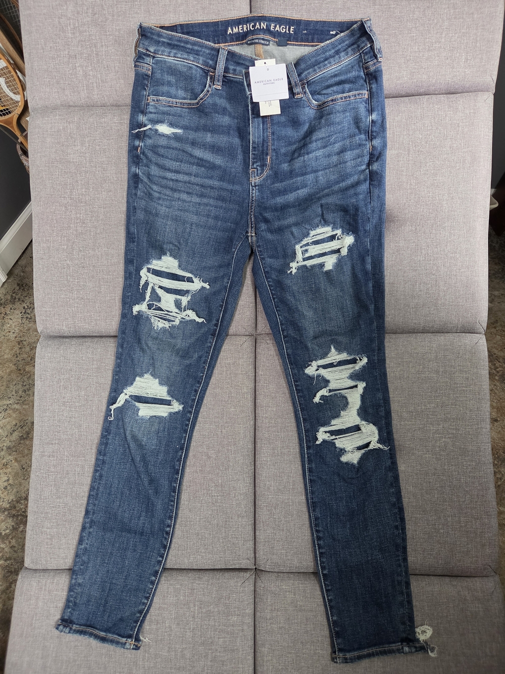 American Eagle Next Level Stretch High Rise Jegging Ripped Skinny Jeans 10